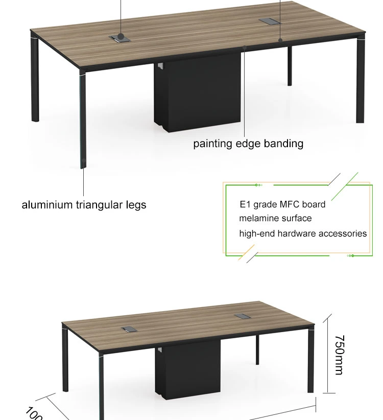 Office Furniture 6 Person Bureau Conference Meeting Table with Metal Legs