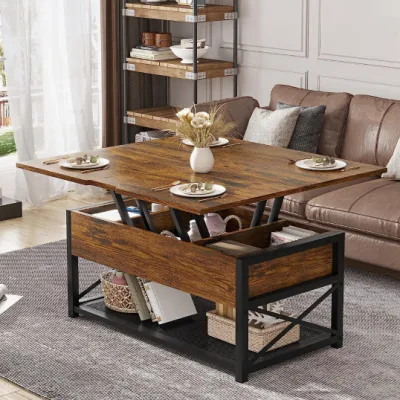 3 in 1 Multi-Function Lift Top Coffee Table with Storage for Living Room Small Coffee Table for Dining Reception